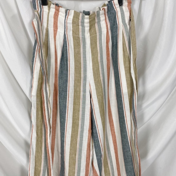 Madewell Tie-Waist Huston Pull-On Striped Linen Blend Crop Pants - Picture 8 of 11